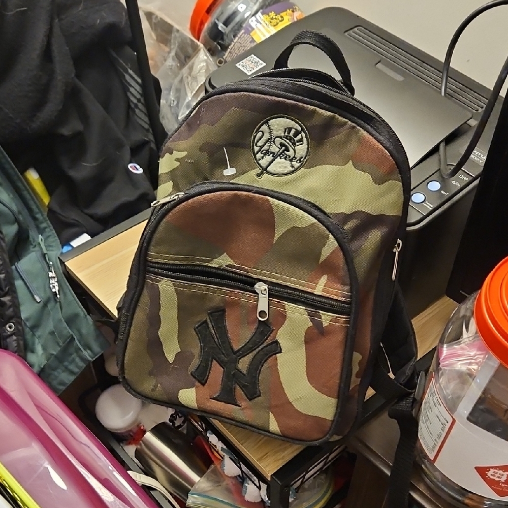 Ny Yankees Baseball Camo Mini Kids Camouflage Backpack with NY Logo Daypack